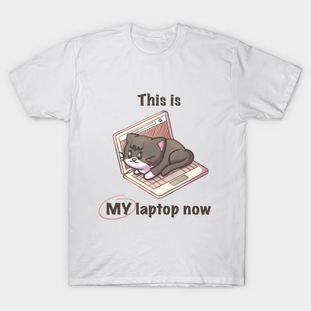 if I fits I sits - Laptop Cat T-Shirt by AlexBrushes